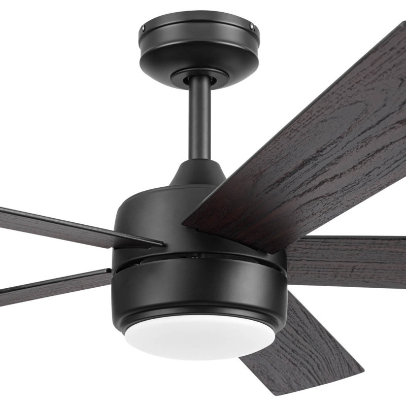 Ventilateur de plafond d'intérieur noir mat à DEL 52 po avec télécommande Schilling