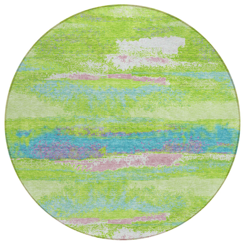 Aleighna Area Rug with Non-Slip Backing, Round 8'