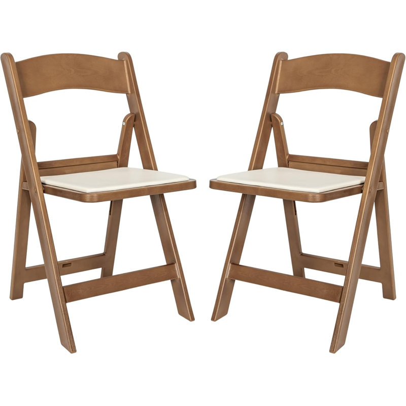 Chaises pliantes avec sièges rembourrés Thornfeldt, Châtaignier / Blanc
