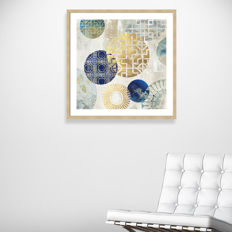 «Fleishman Gold Rings I», reproduction de peinture acrylique encadrée, Encadrement champagne