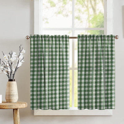 Tavern Checkered Print Cafe Tier Curtains