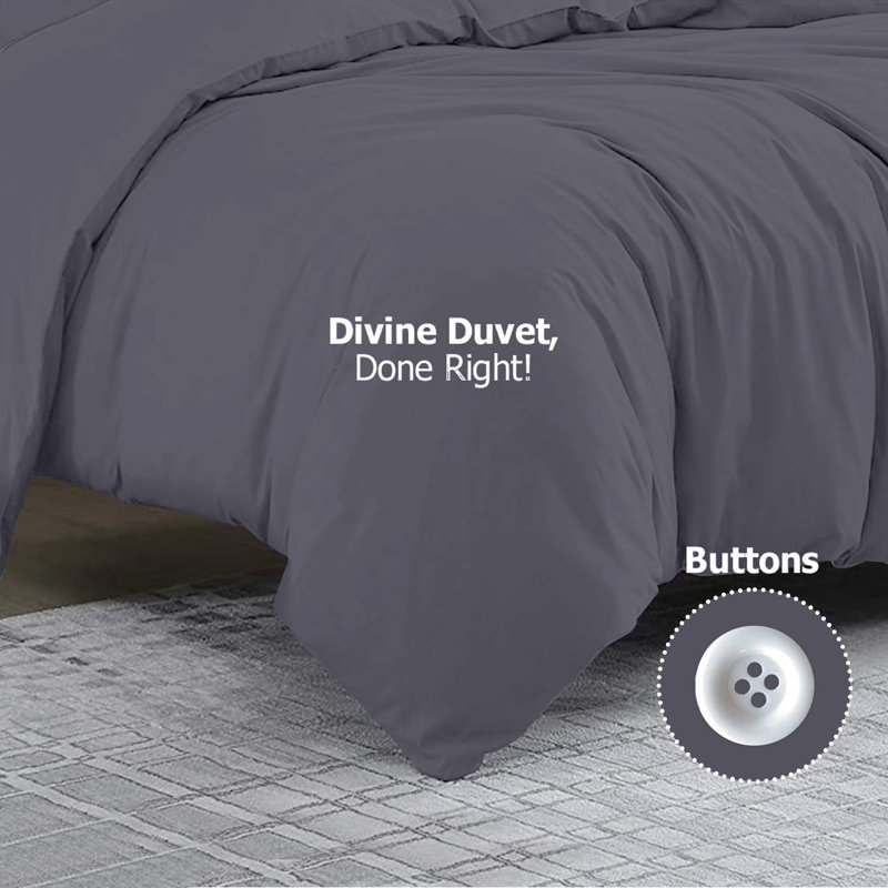 Klarita 100% Microfiber 300TC Reversible Duvet Cover Set with Pillowcase, Charcoal, Single - 1 Pillowcase (50 x 75 cm)
