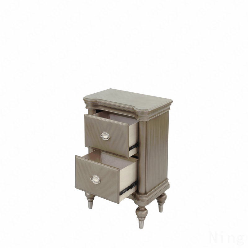 Finition luxueuse argent antique / champagne de luxe, table de chevet 1 pièce, espace de rangement, table de chevet, mobilier de chambre à coucher