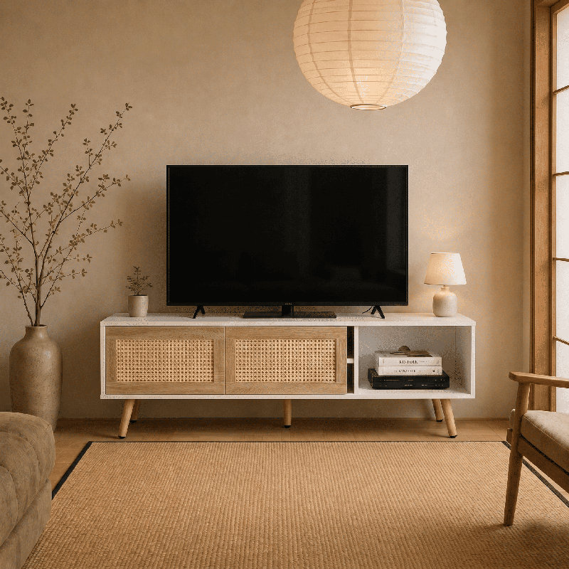 Meuble télé 55 po Meshoppen, White
