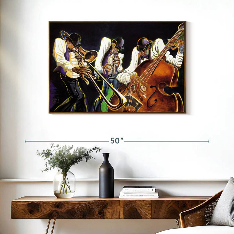 Jamming I, 37" X 25", Floating Frame Gold