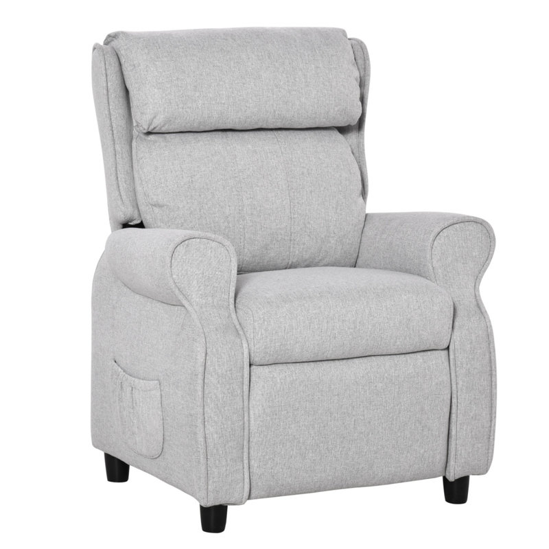Qaba Kids Recliner Chair Children Sofa Angle Adjustable Single Lounger Armchair Gaming Chair With Footrest 2 Side Pockets For 3-5 Years, Light Grey