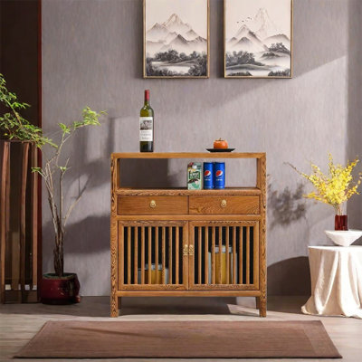 Armoire de rangement avec compartiments ouverts et fermés