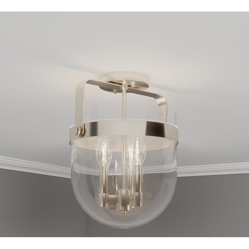  Glass Semi Flush Mount, Brushed Nickel