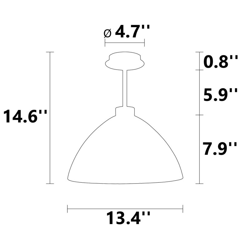 Luminaire suspendu en forme de dôme doré à 1 lumière Zaleia