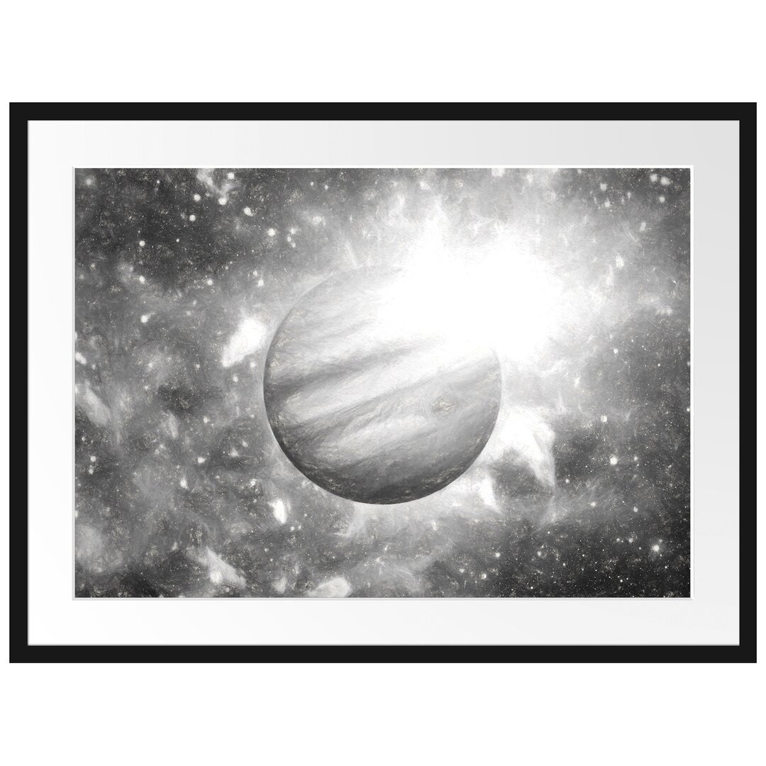 Gerahmtes Papierbild Planet Jupiter im Universum