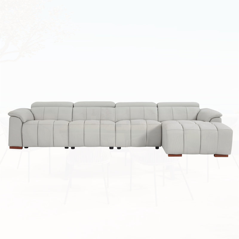 Canapé inclinable Wall-Hugger, Orienté à droite, Cuir véritable gris clair