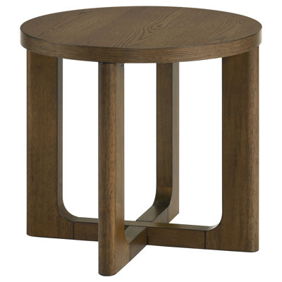 Wai Round Sculptural Wood End Table Brown
