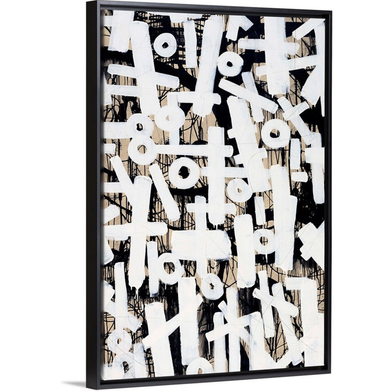 Reproduction d’art sur toile « brutal shorthand II » par Joshua Schicker, H 50 po x l 34 po x P 1,75 po, Cadre flottant noir