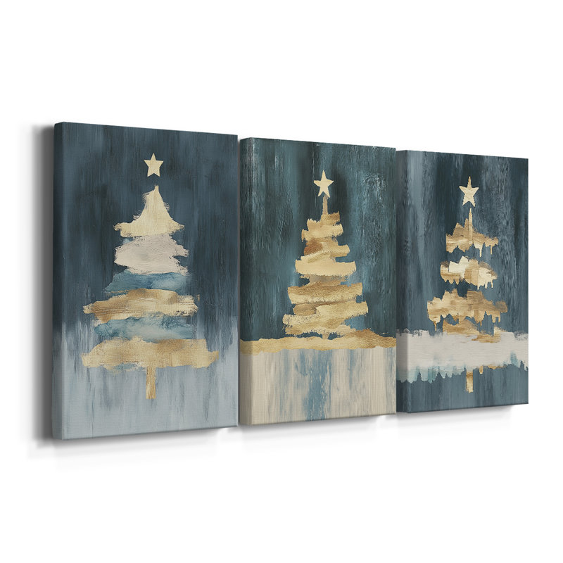 Christmas Holiday Art CXCV III - Toile tendue avec châssis sur mesure - 3 pièces, H 60 po x l 120 po