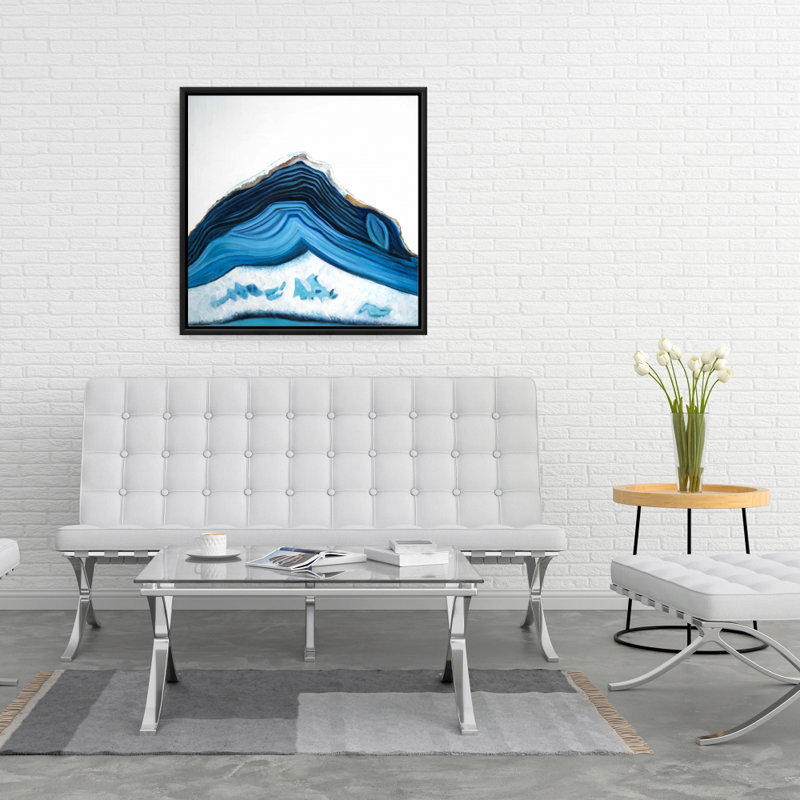 Blue Geode Profile Canvas - Modern Bedroom Wall Art Decor