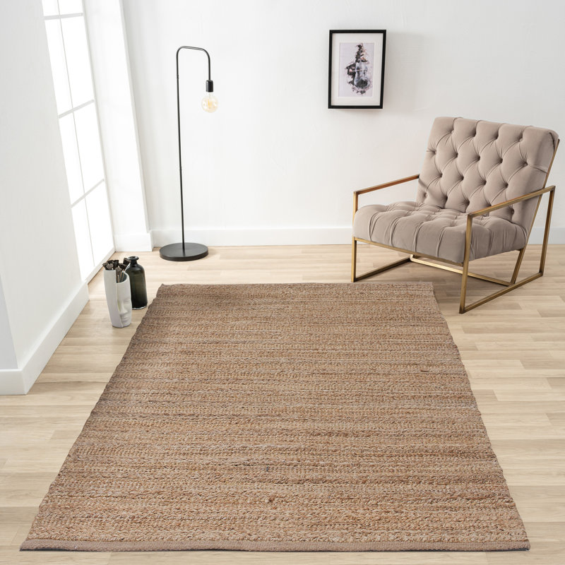 Tapis d'intérieur en jute de fibre naturelle fait à la main avec envers en coton Modern Farmhouse, Brun/brun clair
