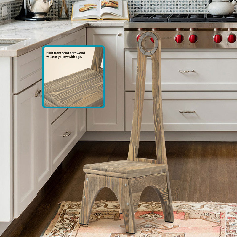 Tabouret d'appoint en bois massif Feeny, Brun
