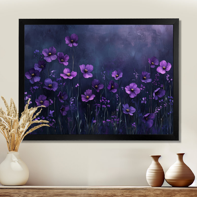 Ifrain Wildflower Mauve minuit Bloom II - Fleurs sauvages, H 12 po x l 20 po, Reproduction encadrée d'une seule photo