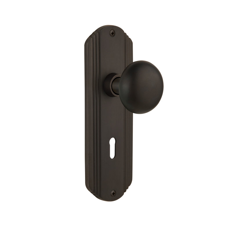 Deco Plate with Decorative Keyhole and New York Door Knob, Oil-Rubbed Bronze