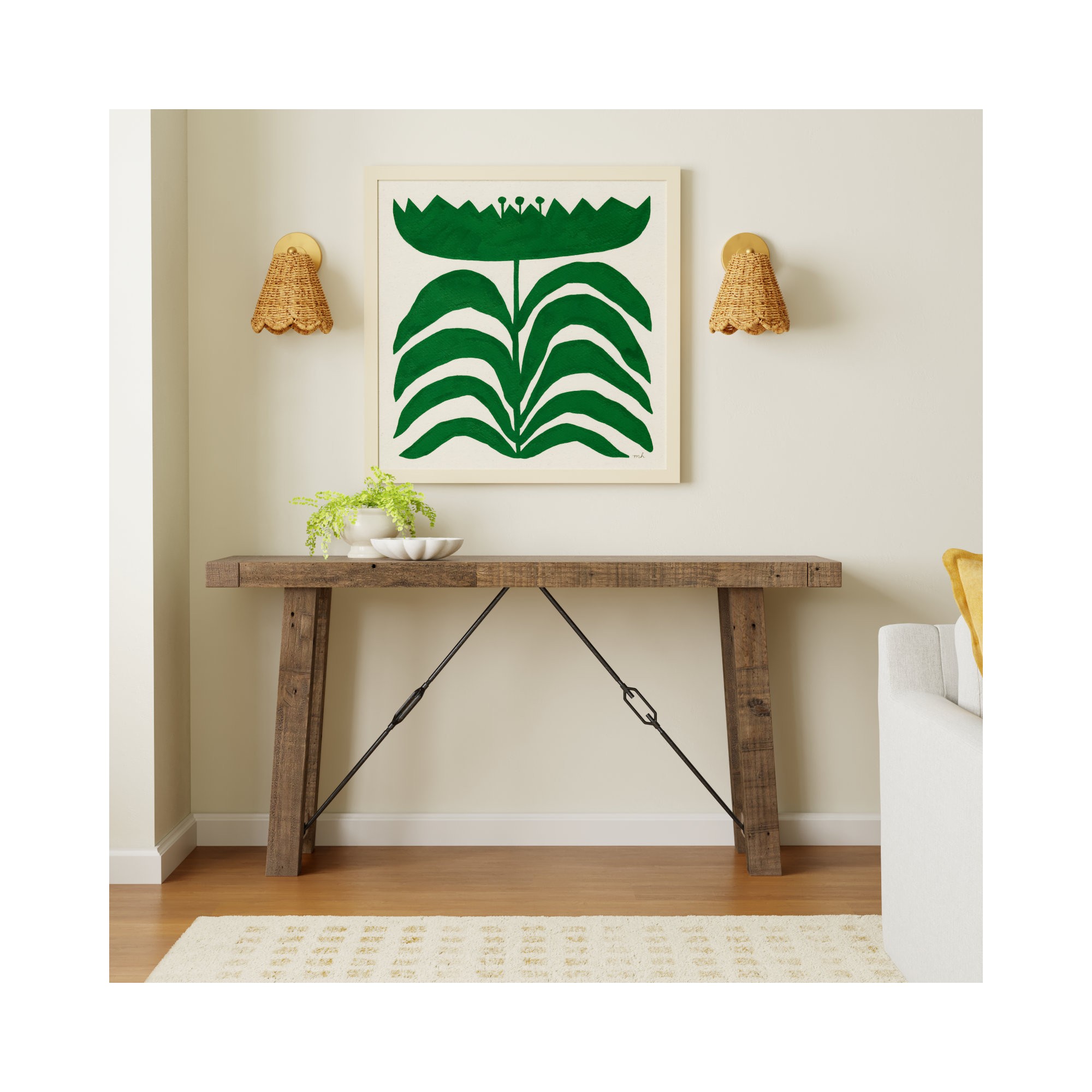 Edelen 60" Solid Wood Console Table, Distressed Brown