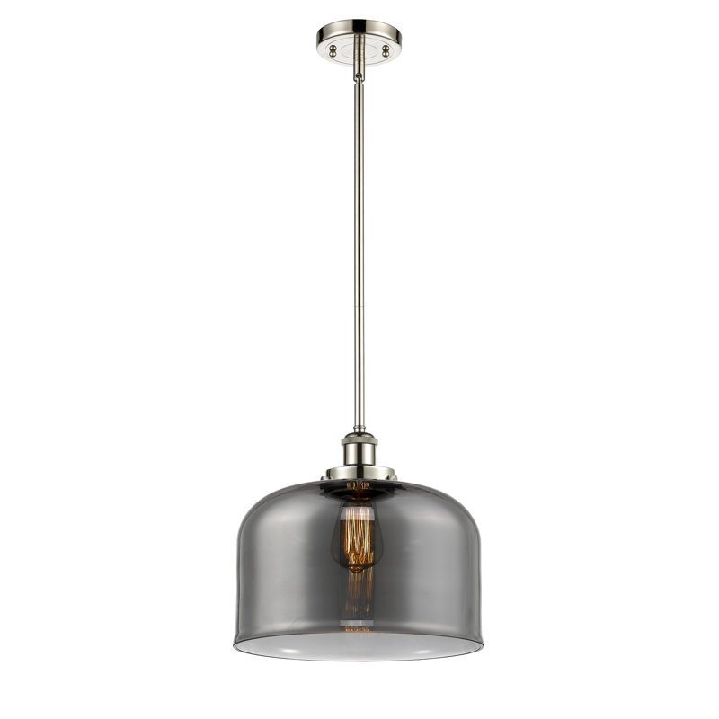 Ballston Urban Bell - 1 Light 12" Stem Hung Mini Pendant, Plated Smoke, Polished Nickel, No Bulb Included
