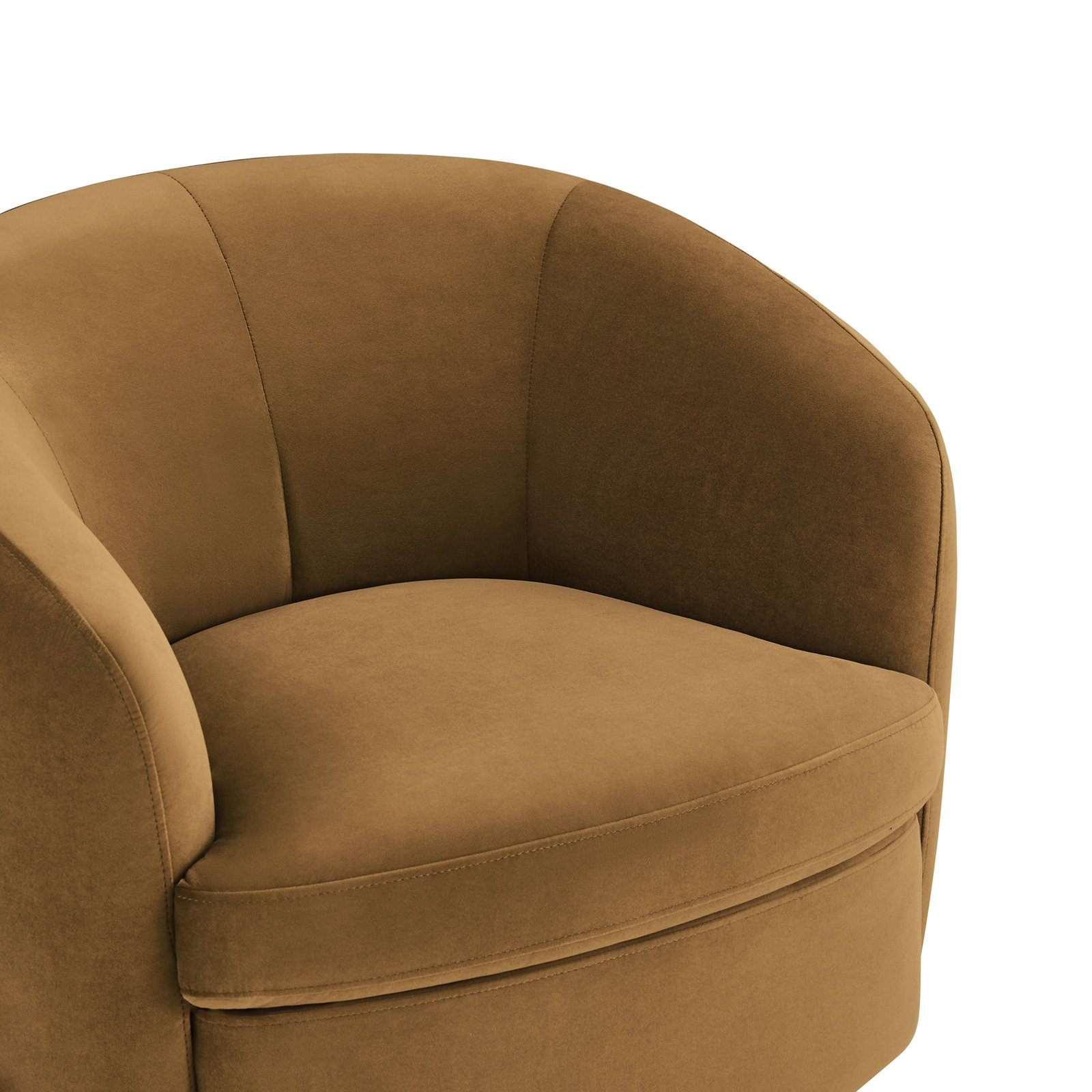 Marcy Swivel Barrel Chair, Yellow Velvet, Black