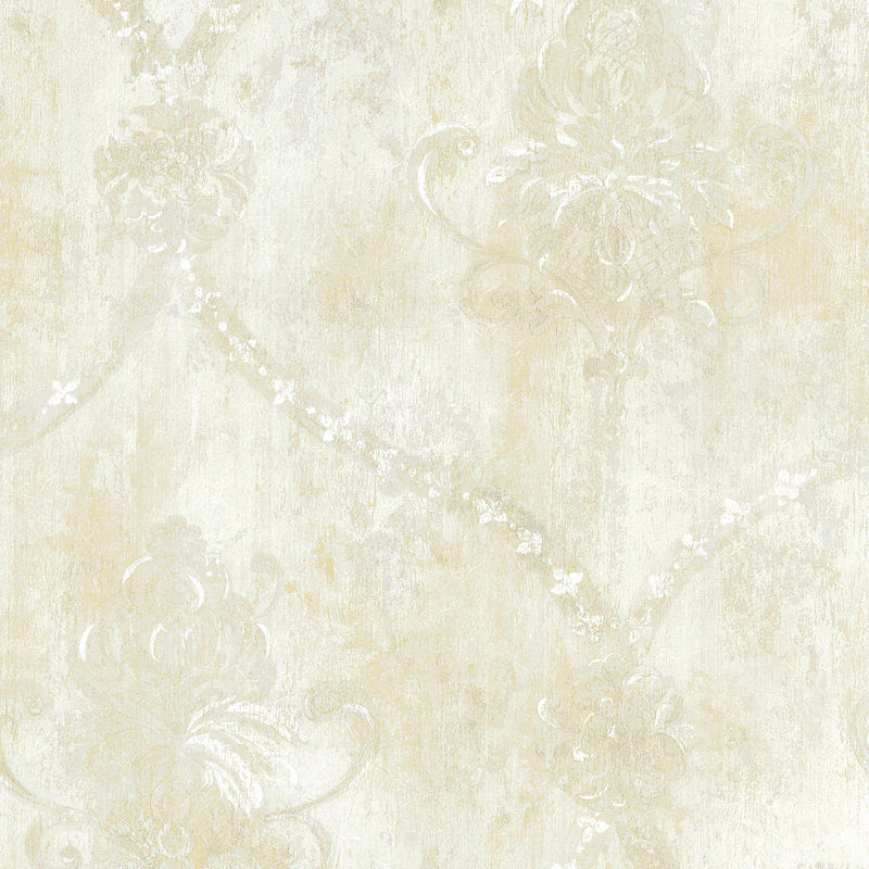 Vintage Effect Damask Wallpaper, 10M X 52.8Cm, Red/Gold, Cream/Beige