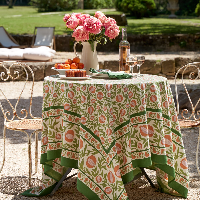 Williston Handmade Floral Tablecloth, Orange/Green