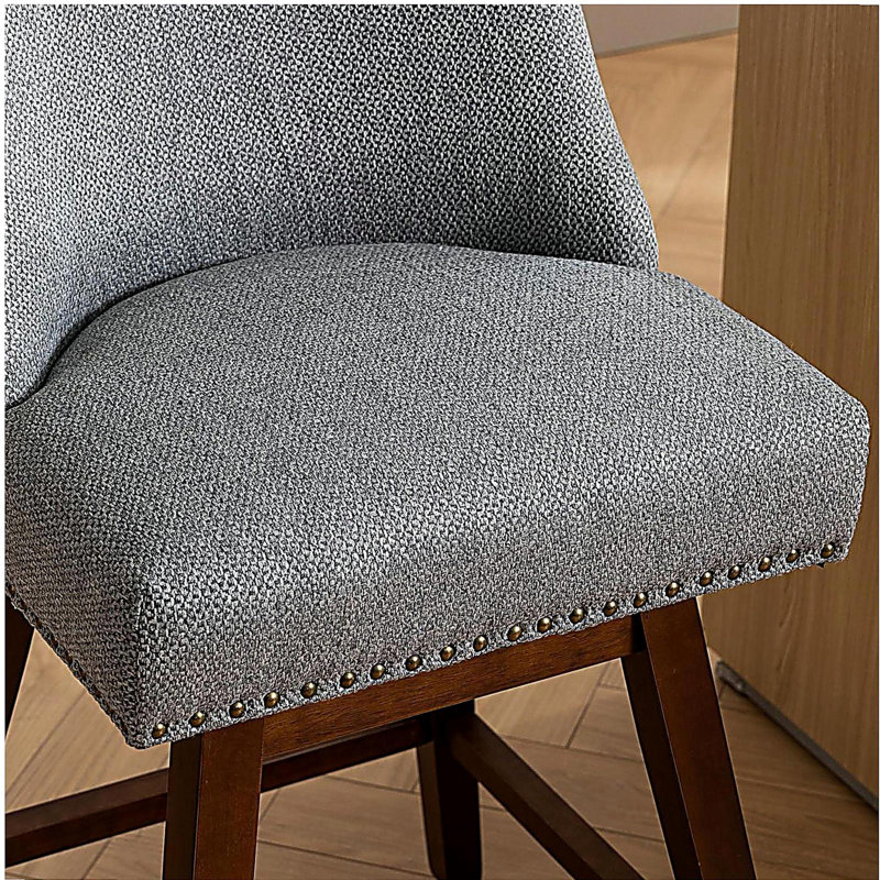 Chaises pivotantes à hauteur de bar, siège d'une hauteur de 26 po, tabourets de bar 2 pièces en tissu, gris, Gris
