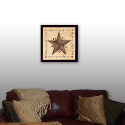 «Live Laugh Love - Barn Star», art textuel encadré