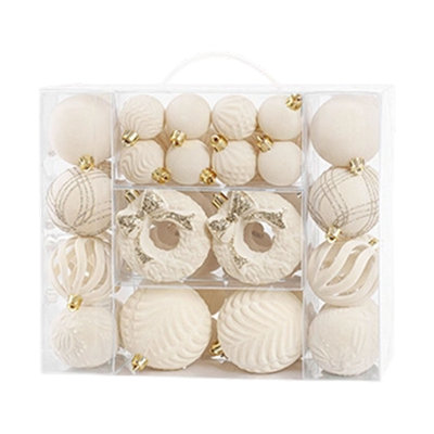 Décorations de Noël - Ensemble de 48 boules de Noël floquées - Pendentif pour sapin de Noël