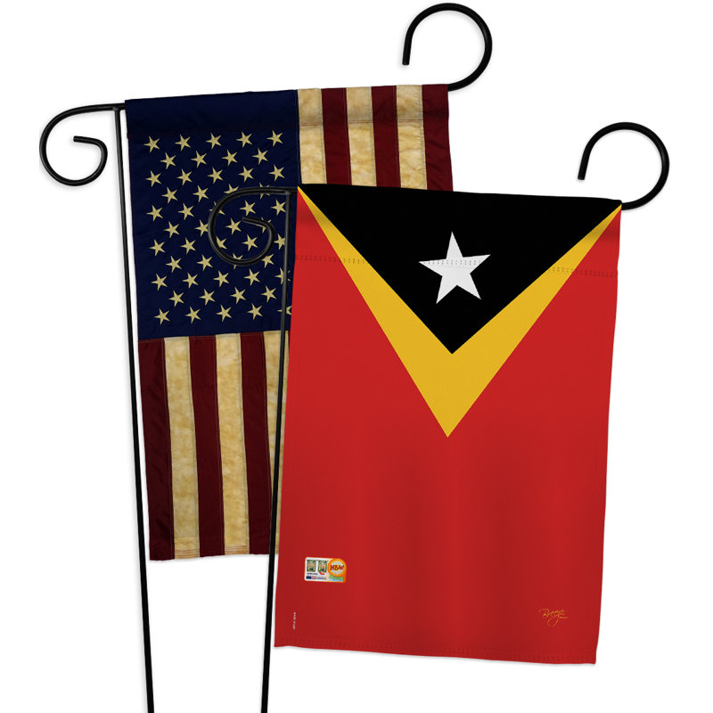 Ensemble de drapeaux décoratifs en polyester 2 faces 19 x 13 po 2 pièces east timor impressions