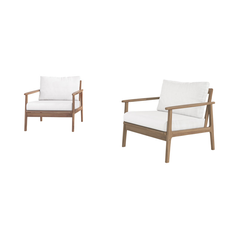 Lyon Solid Acacia Wood Patio Club Chair, Beige