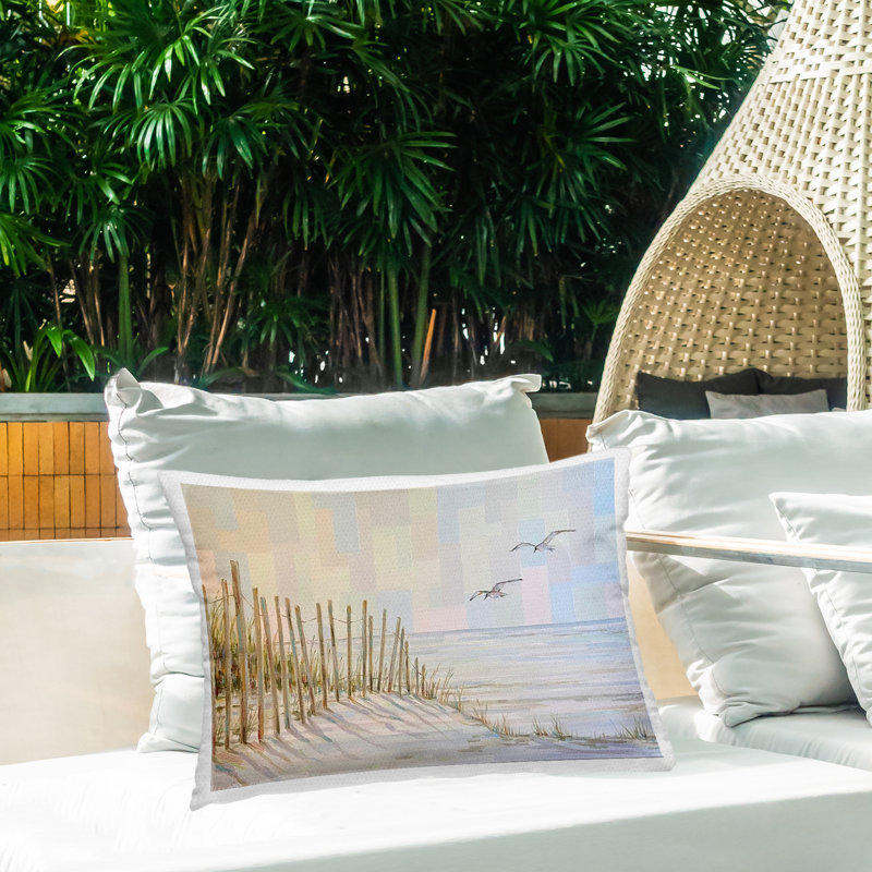 Tranquil Dunes Modern Coast Outdoor Printed Pillow design by Linda Sperruzzi