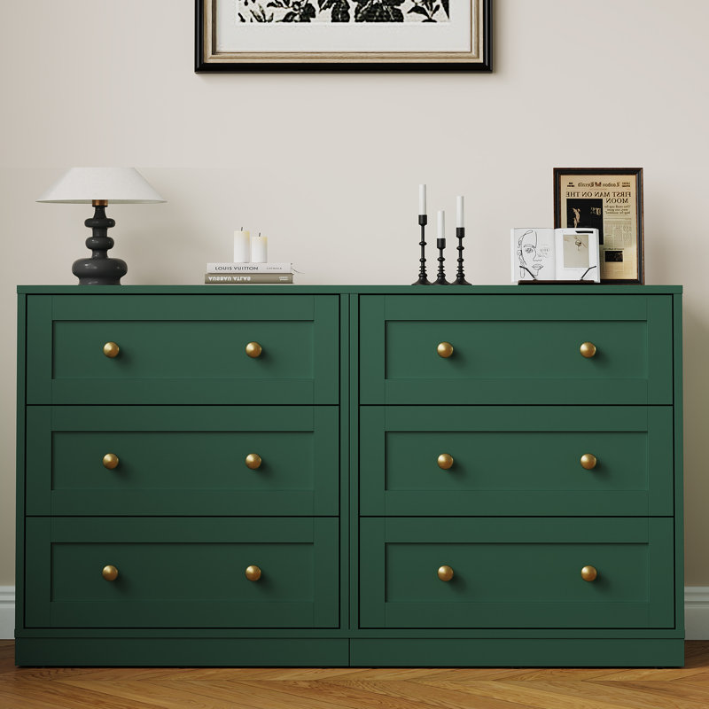 Modern Night Stand With 3 Drawers, Green