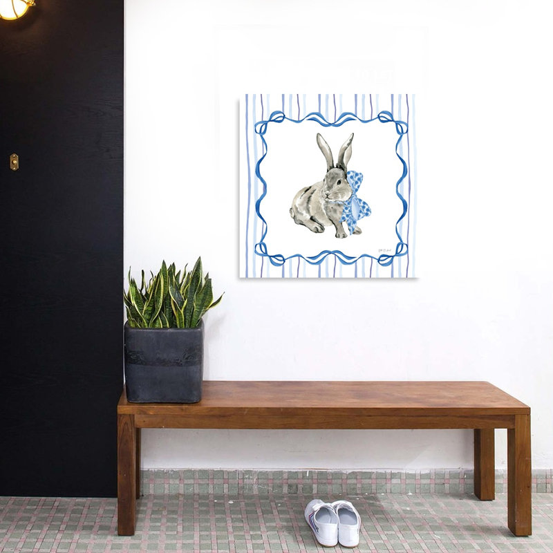 Impression d'art mural abstrait Bluebonnet Bunnies, 32" H x 32" W