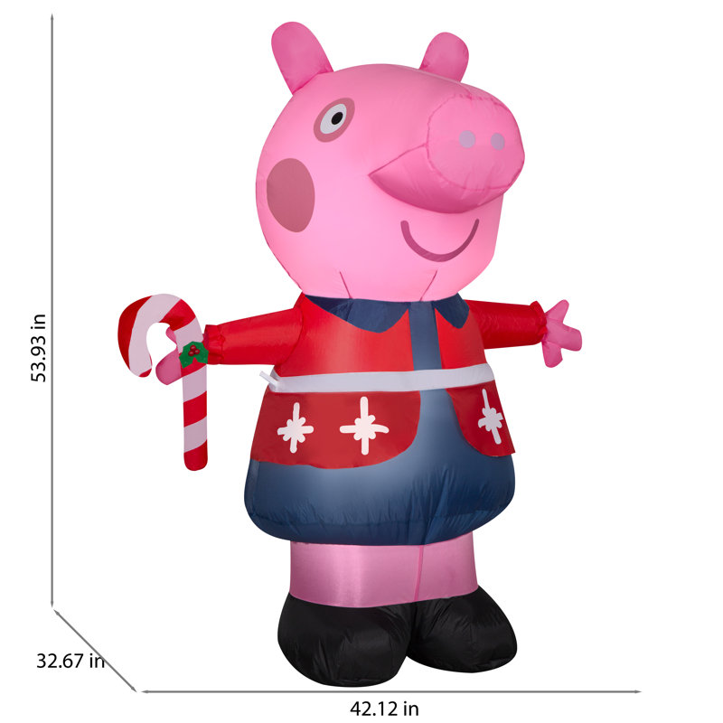 Christmas Inflatable Peppa Pig in Red Holiday Sweater