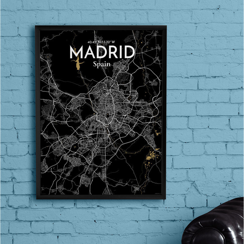 Madrid City Map - No Frame Print, 61cm H x 45.7cm W x 0.13cm D