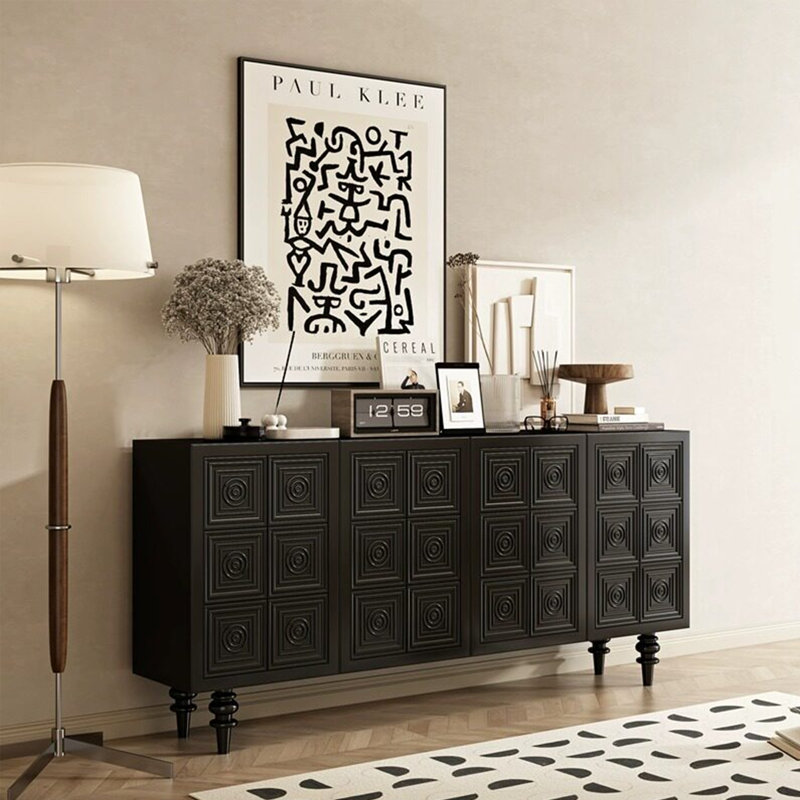 Armoire d'entrée créative de style américain, 35.43" H x 62.99" W x 15.75" D, Noir