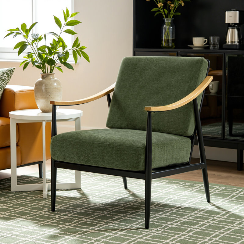 Fauteuil d'appoint 26 po Mid-Century, Vert olive