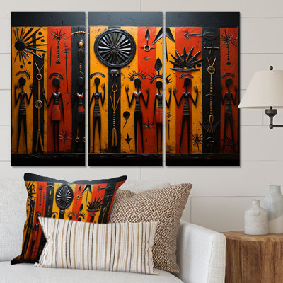 «African Tribal Rhythms X», reproduction sur toile 3 pièces