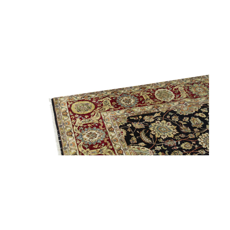 Tapis noir et rouge de haute qualité noué à la main