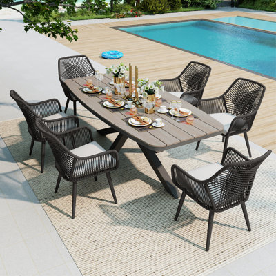 Ensemble repas d'extérieur pour 6 personnes avec coussins