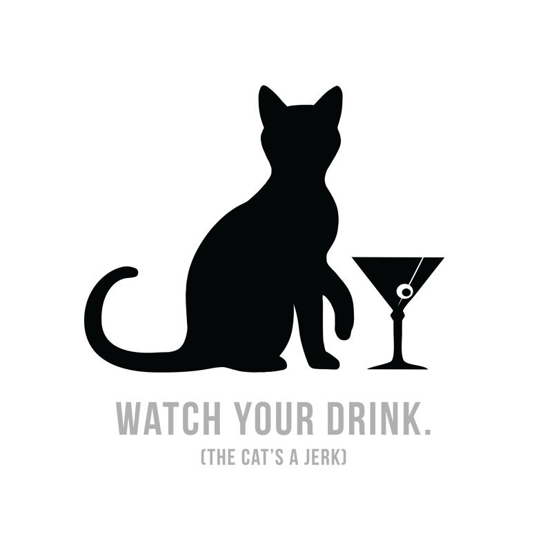Jerk Cat Martini - Wrapped Canvas Print, 122cm H x 122cm W x 3.8cm D
