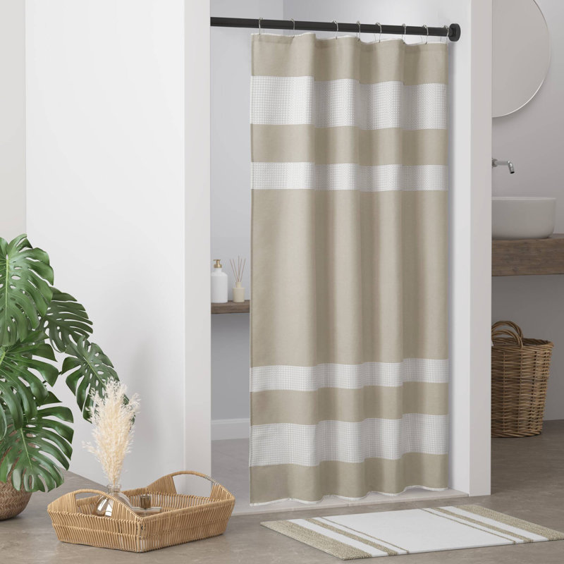 Spa Waffle Shower Curtain with 3M Treatment, Taupe, 78"H x 54"W
