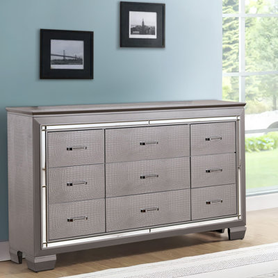 Maylyn Crocodile Textured 9 Drawer Standard Dresser by Everly Quinn