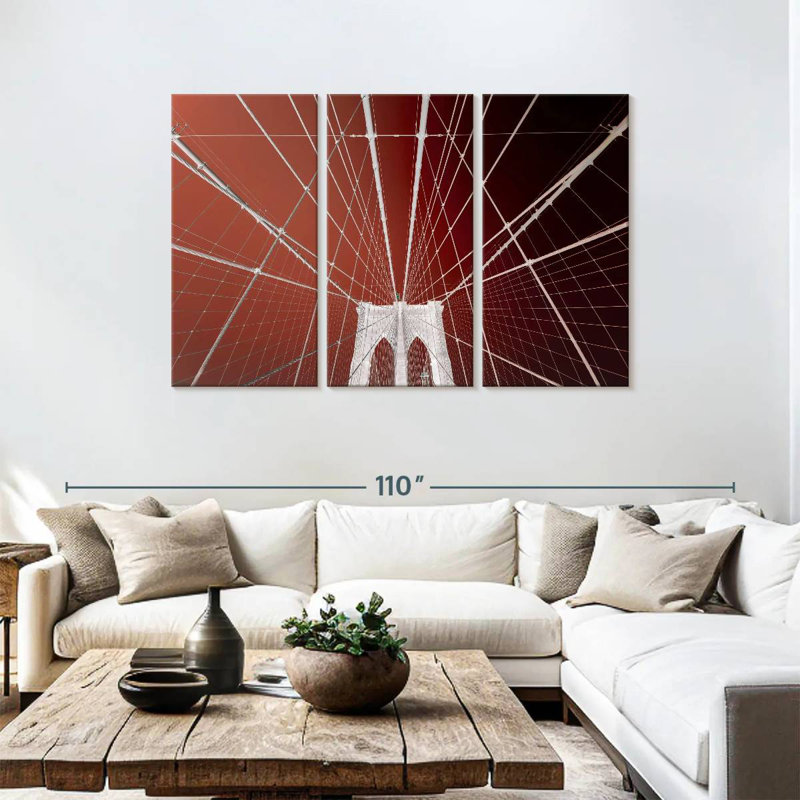Lilie Red Sky Brooklyn Bridge, 48" H x 74" W