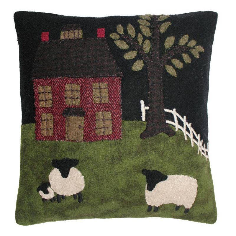 Green Pastures Wool Felt Pillow