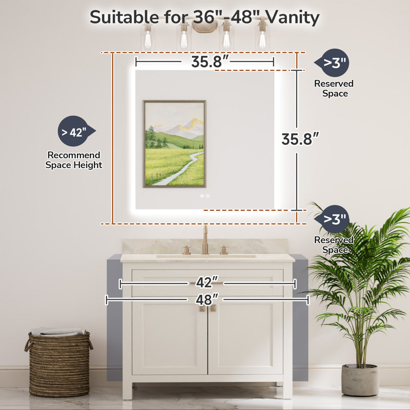 Armadale Backlit LED Bathroom Mirror, 36" x 36"