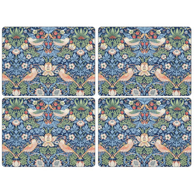 Pimpernel Morris & Co Strawberry Thief Placemats - Blue, Set of 4